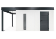 GARDEON® Gartenhaus mit Hörmann-Tür, Lichtband und überdachtem Bereich